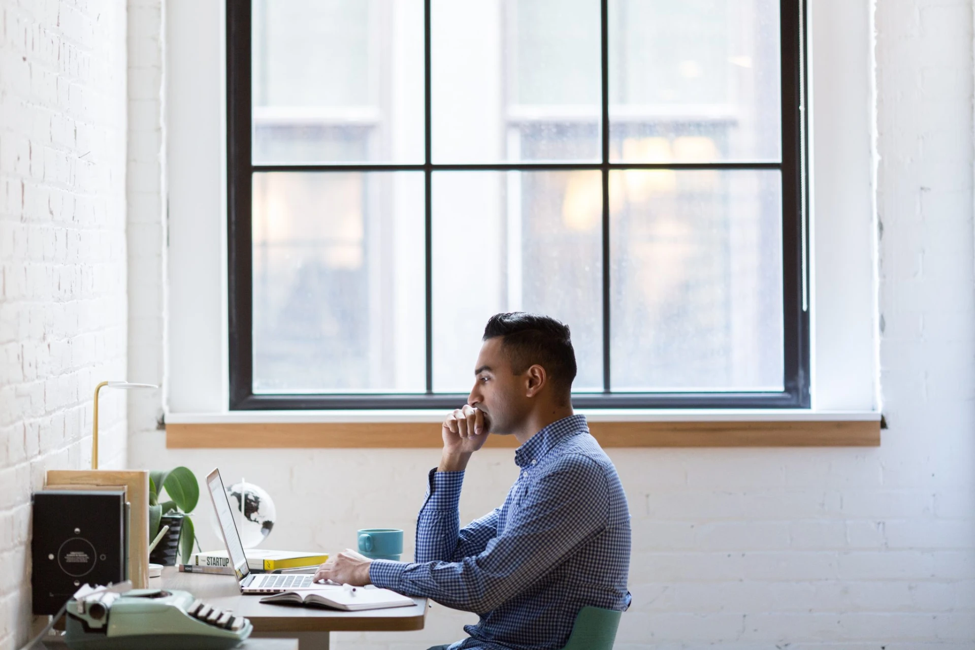 man working at desk