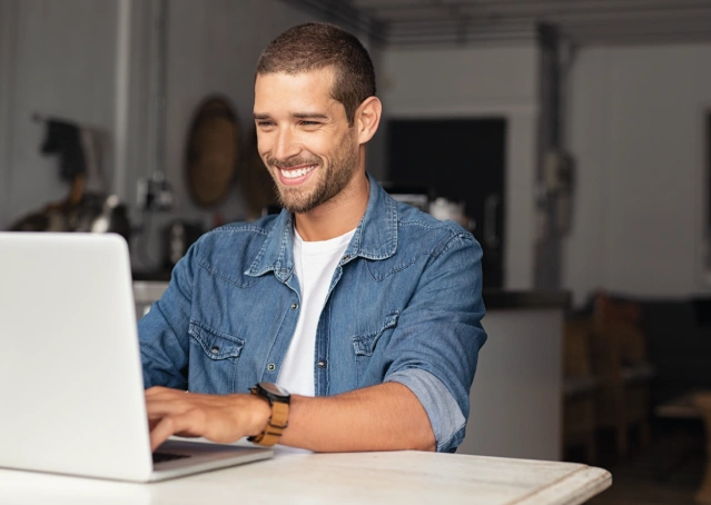 smiling man working