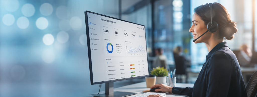AI-assisted IT service desk agent at work