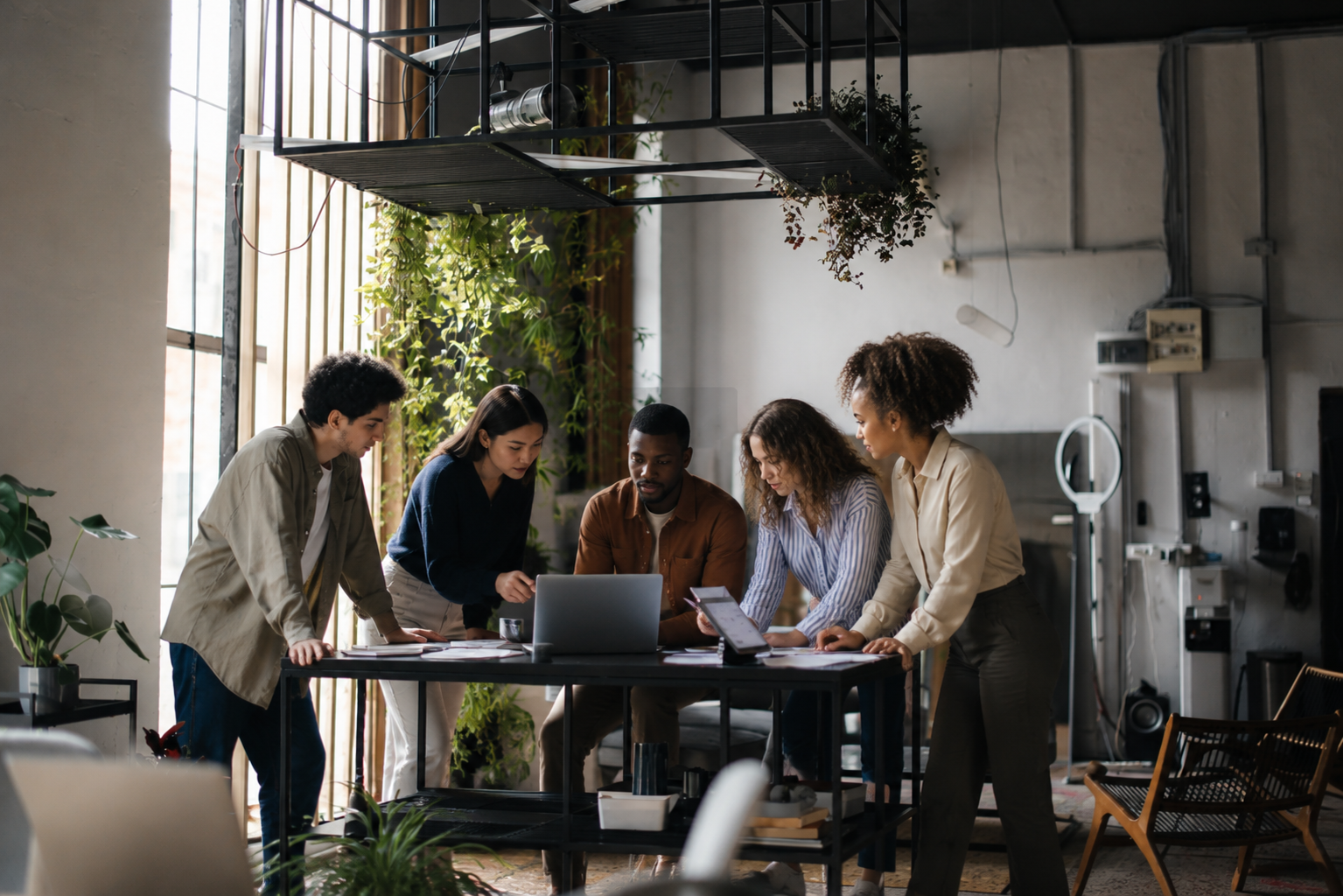 Business professionals working together in a modern office, representing AI readiness for growing firms